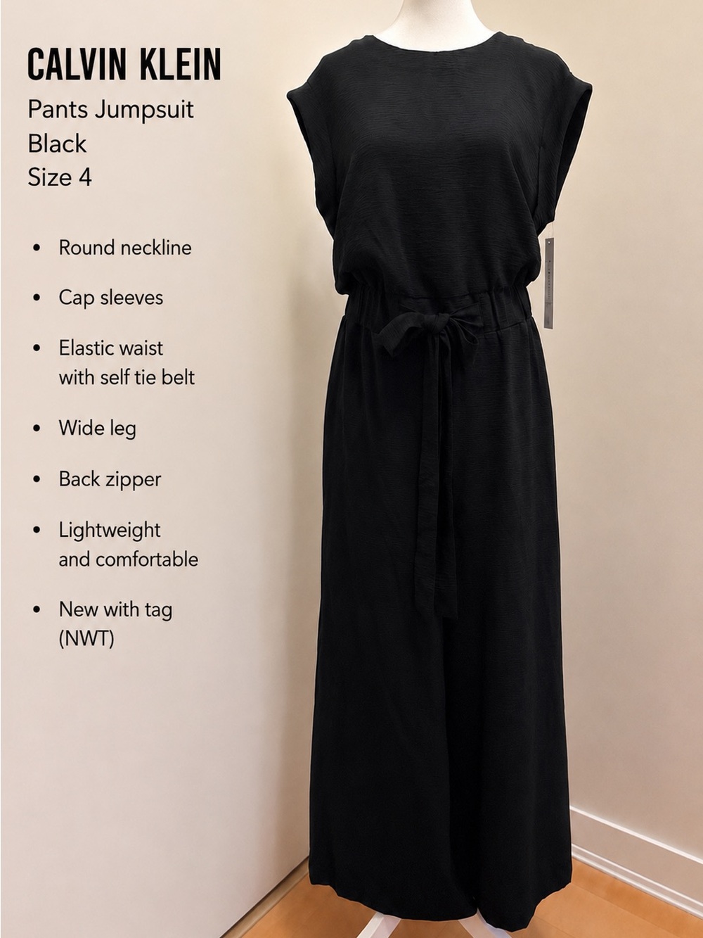 Calvin Klein Pants Jumpsuit with Self-Tie Waist